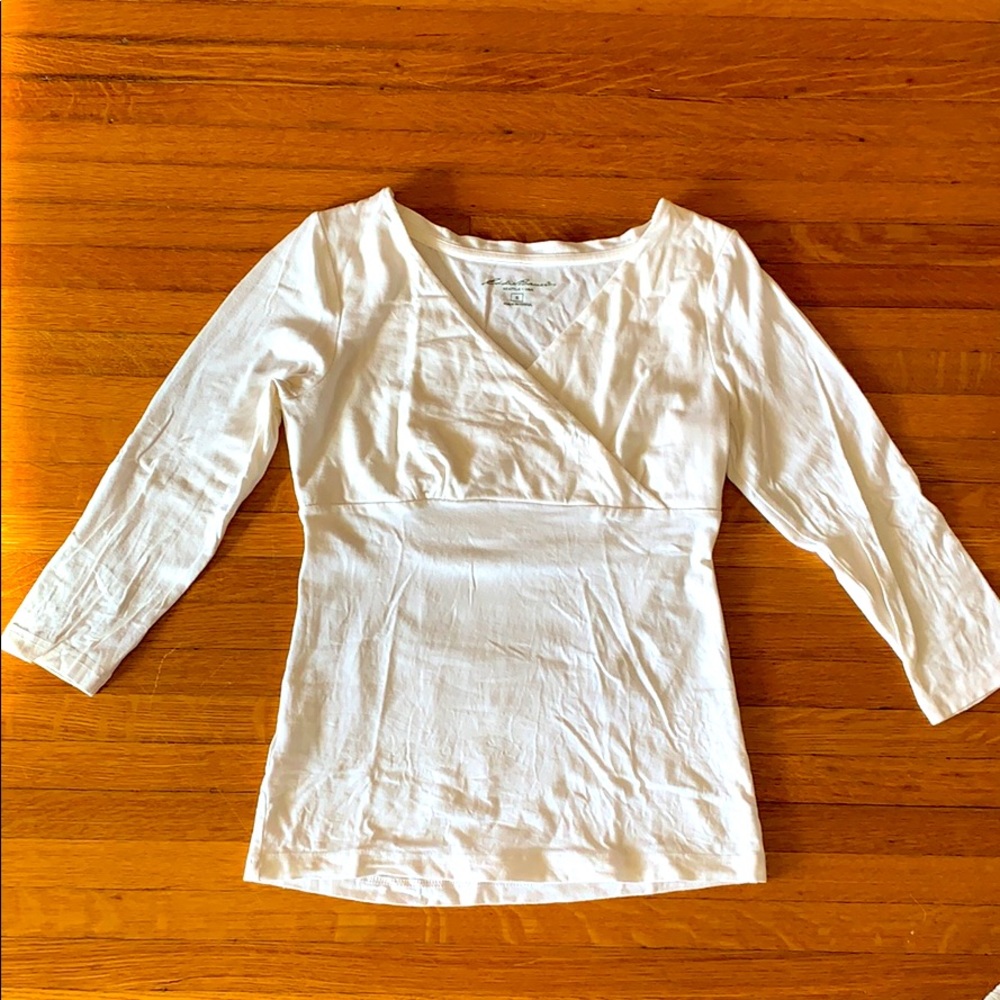 Eddie Bauer cream 3/4 sleeve top